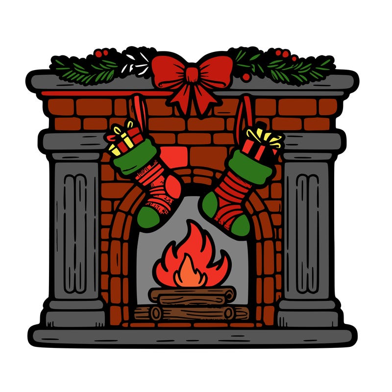 christmas fireplace with  stockings