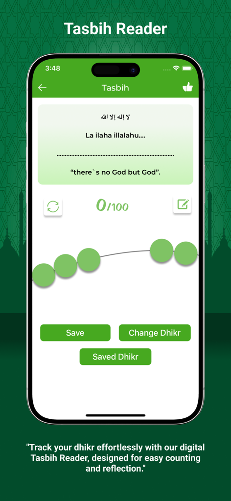 Lecteur de tasbih numérique sur un smartphone pour le comptage de dhikr