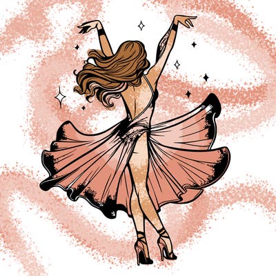 dancer dancing with a shimmery costume on realistic