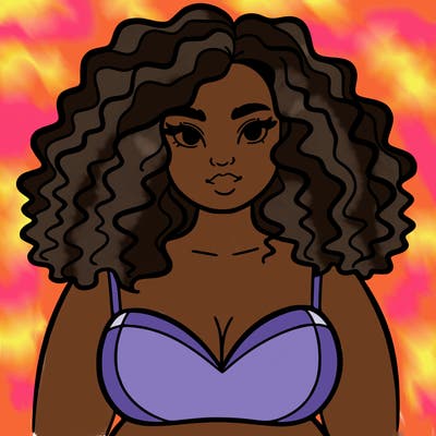 pretty plus sized woman with curly hair