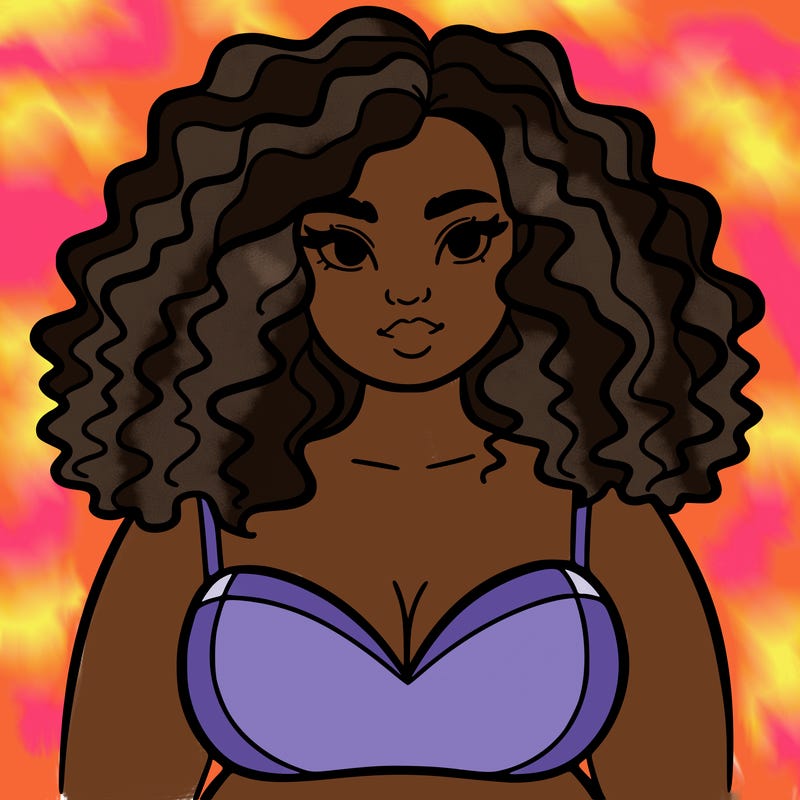 pretty plus sized woman with curly hair