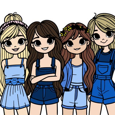 group of girls friends