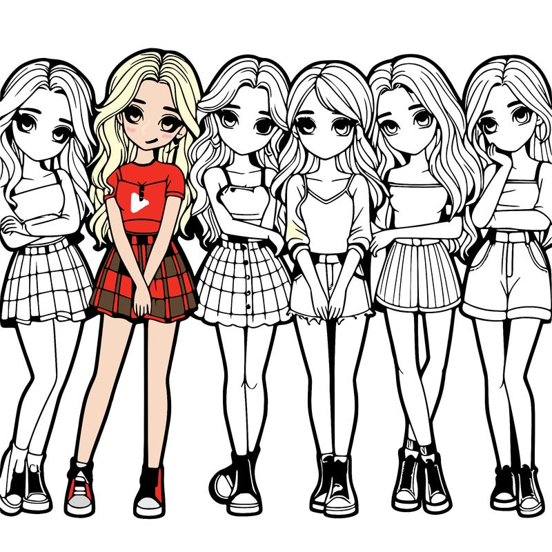 a group of girls realistic