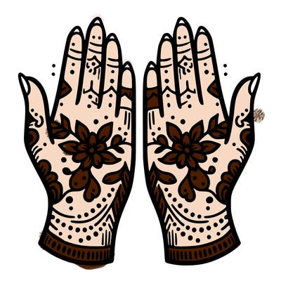 hands with henna design that can be colored in