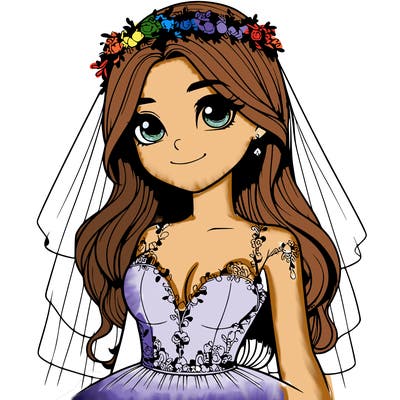 realistic girl in a wedding dress
