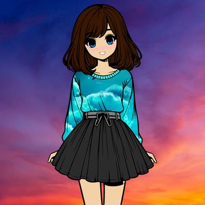 realistic girl with a skirt on