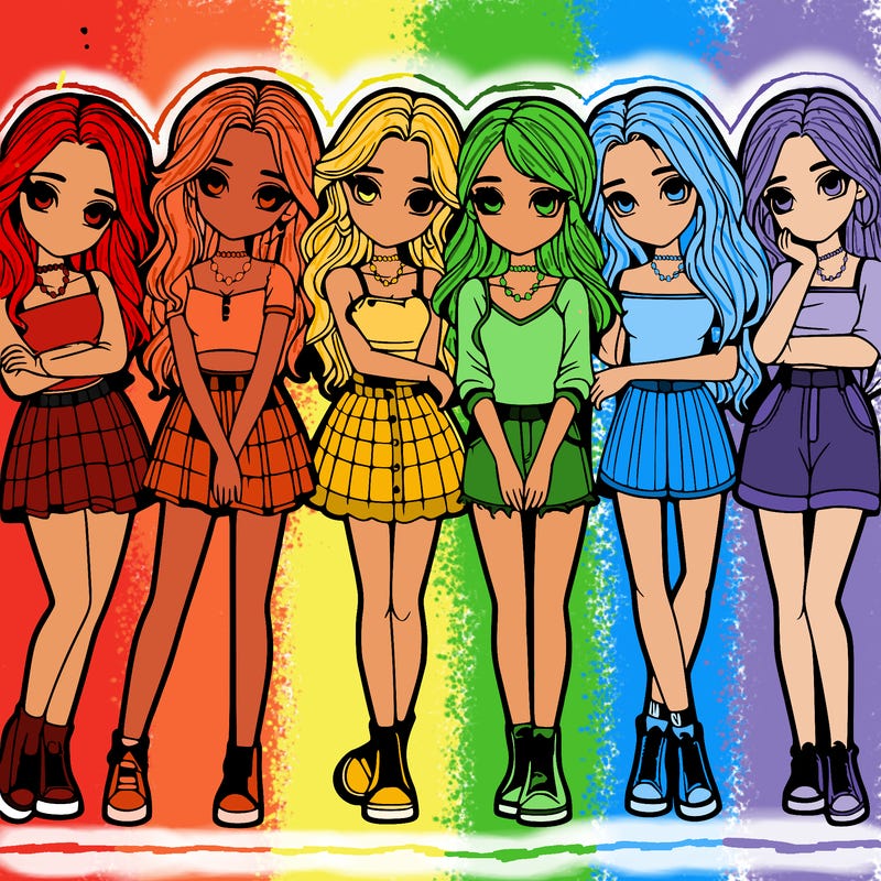 a group of girls realistic