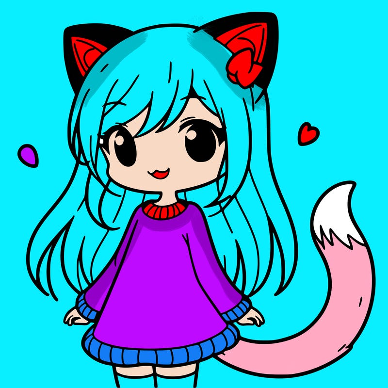 girl with cat ears and tail