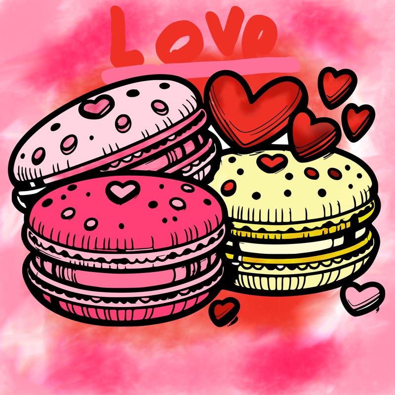 macarons with heart-shaped