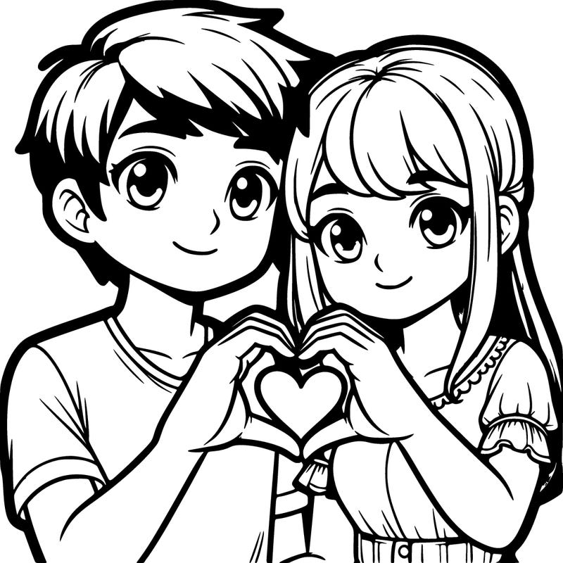 the guy and a woman making a heart with their hands