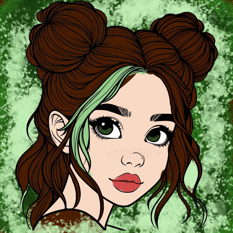 realistic girl with hair buns on her head