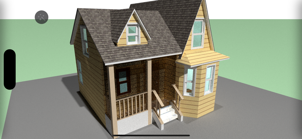 Modelo arquitectónico en 3D del exterior de una casa