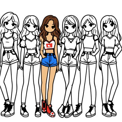 a group of girls wearing crop tops and shorts