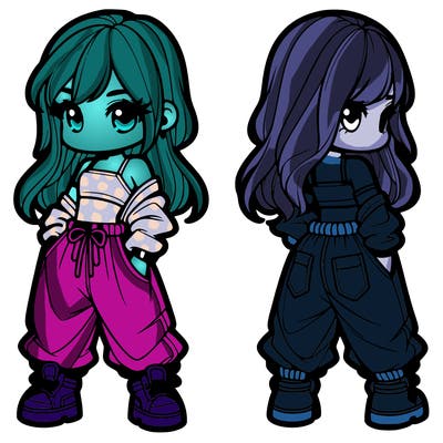 girl in crop top and baggy pants