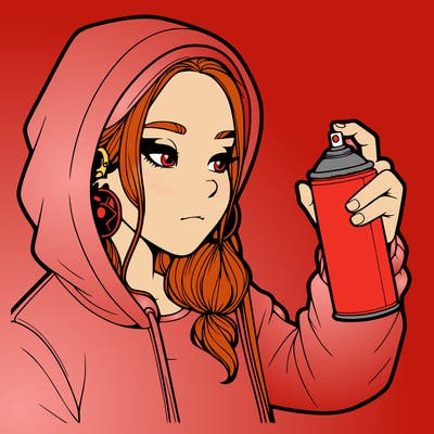 a realistic girl, spray painting