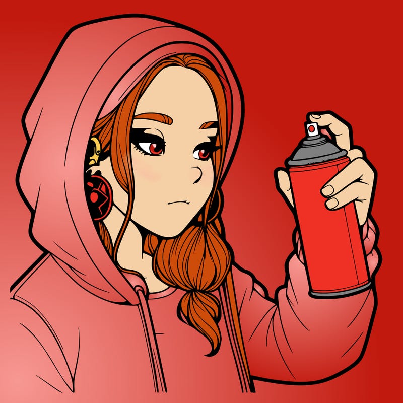 a realistic girl, spray painting