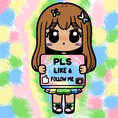 girl holding a sign that says pls like and follow me