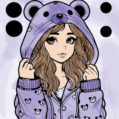 realistic girl in a animal pjs hoodie