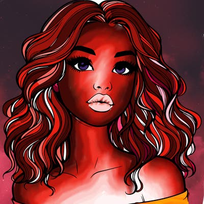realistic girl with wavy hair and lips