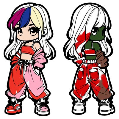 girl in crop top and baggy pants