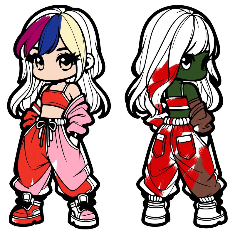 girl in crop top and baggy pants