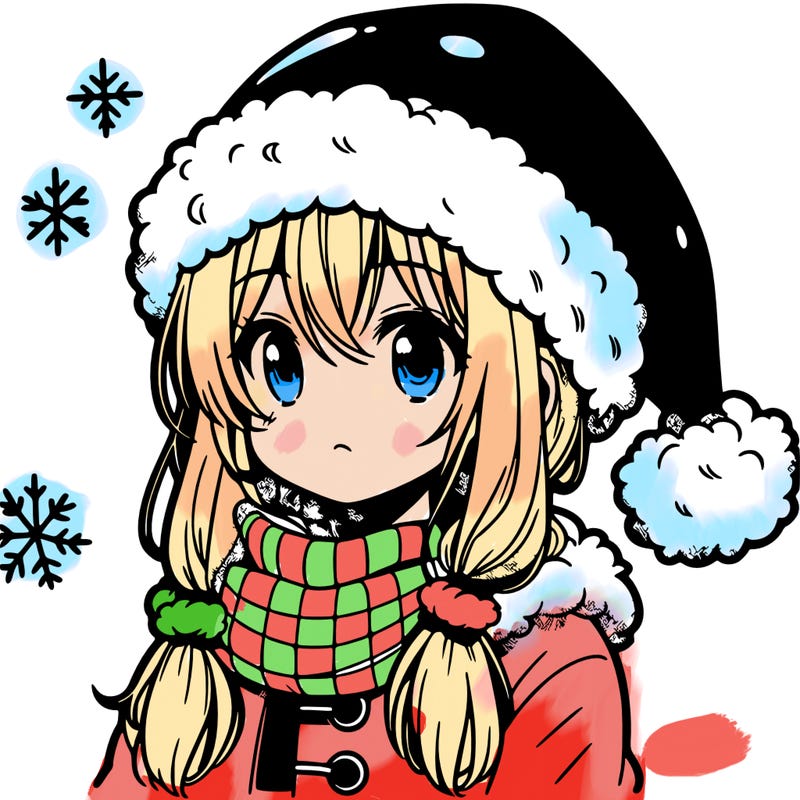 manga girl with santa hat