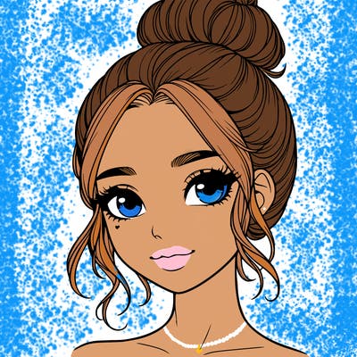 realistic pretty girl with hair in bun
