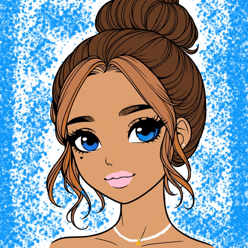 realistic pretty girl with hair in bun
