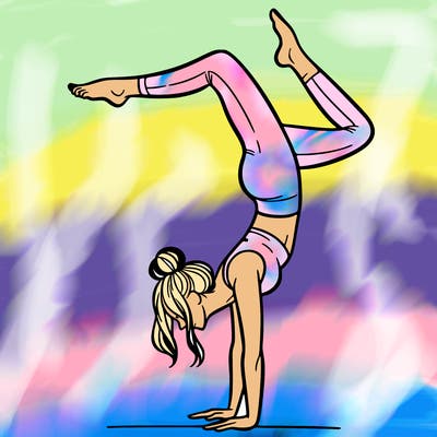 a woman doing a handstand