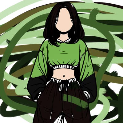 realistic girl faceless with baggy pants and a crop top