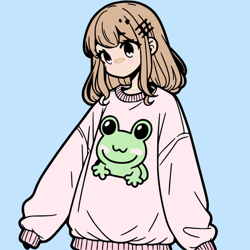 girl wearing frogging sweatshirt