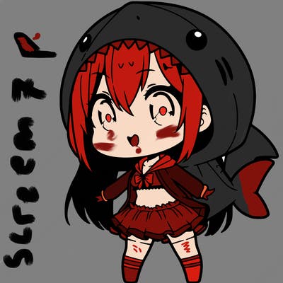 cute chibi anime girl in shark costume