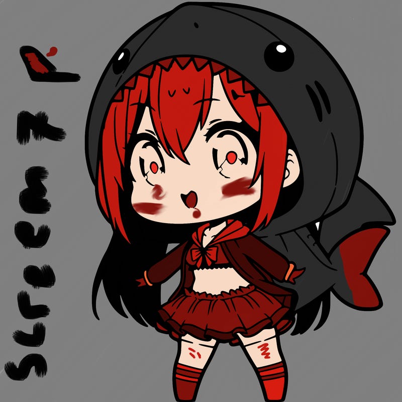 cute chibi anime girl in shark costume