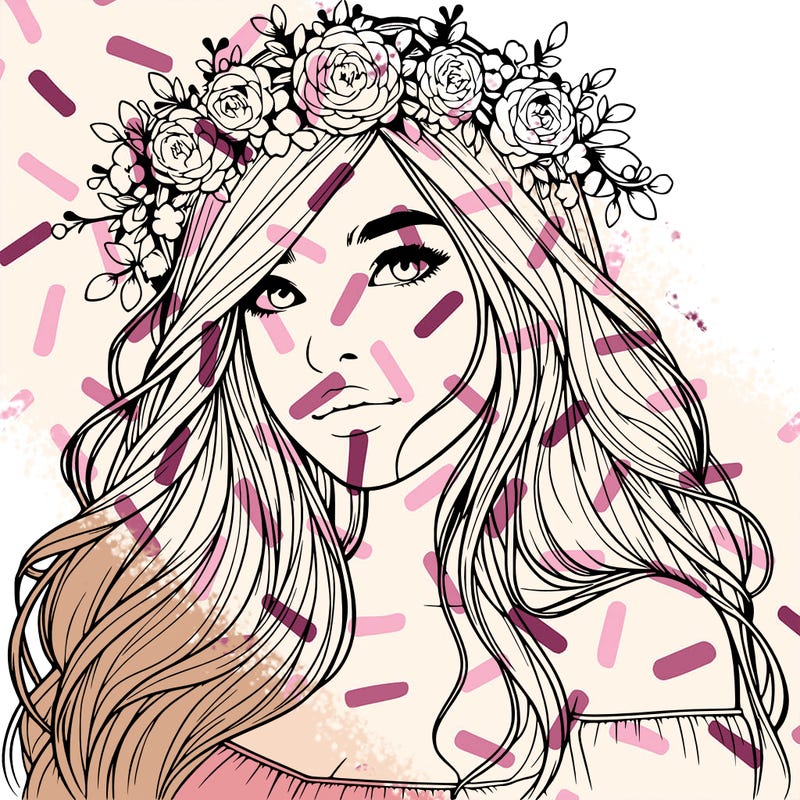 realistic girl with flower crown