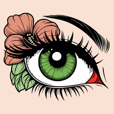 realistic eye with flower