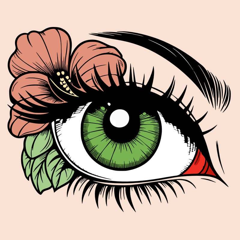 realistic eye with flower