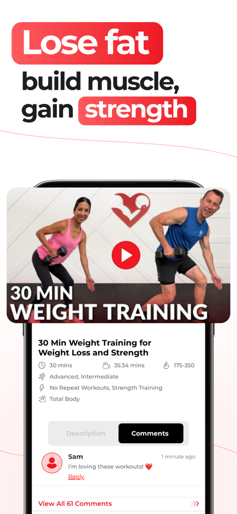 HASfit: Home Workout Programs - Coach Kozak and Claudia lead a 30-minute weight training workout on the HASfit home fitness app
