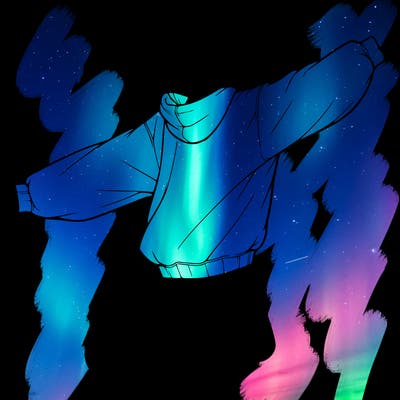 realistic girl jumping with a bun and oversized sweatshirt