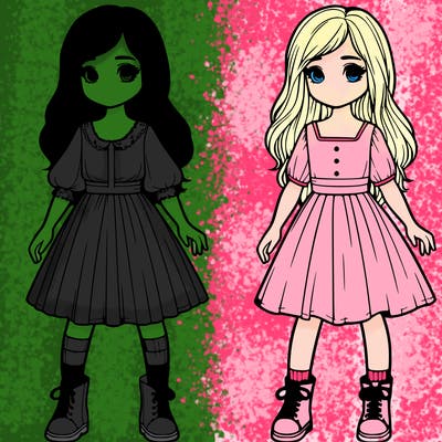 2 realistic girls next to each other