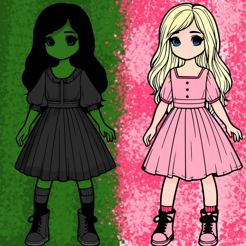 2 realistic girls next to each other