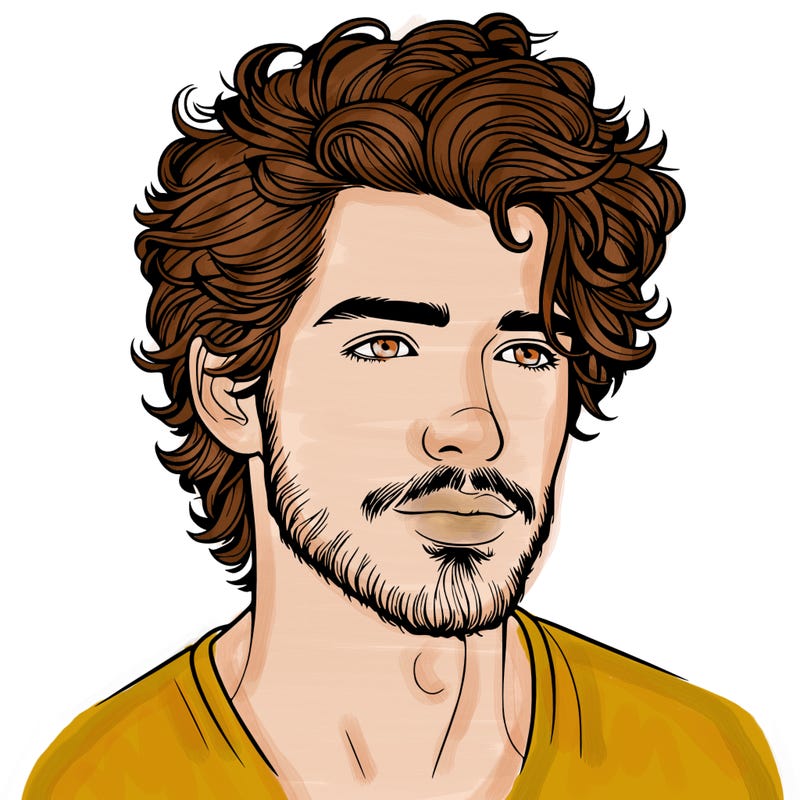 realistic man with fluffy hair