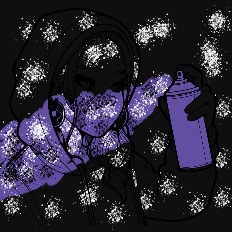 a realistic girl, spray painting