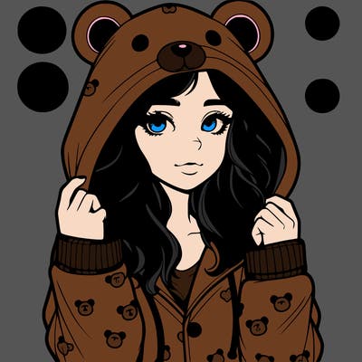 realistic girl in a animal pjs hoodie