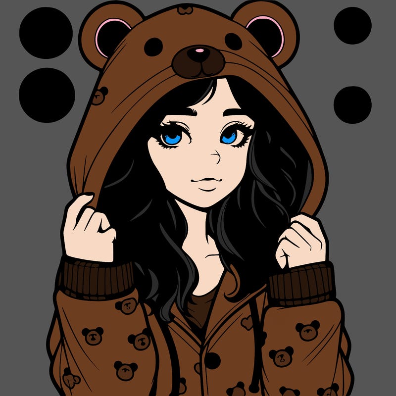 realistic girl in a animal pjs hoodie