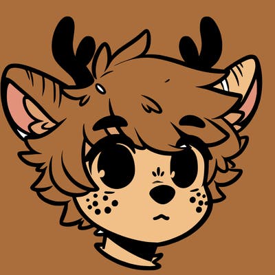 a humanoid deer with soft fluffy ears