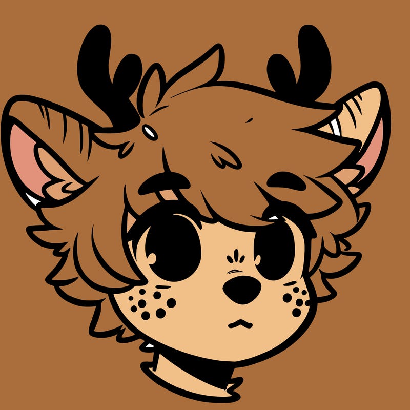 a humanoid deer with soft fluffy ears