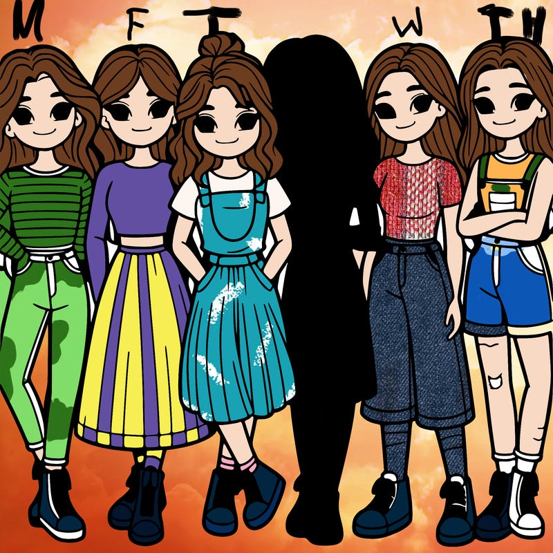 5 girls next to each other in a group