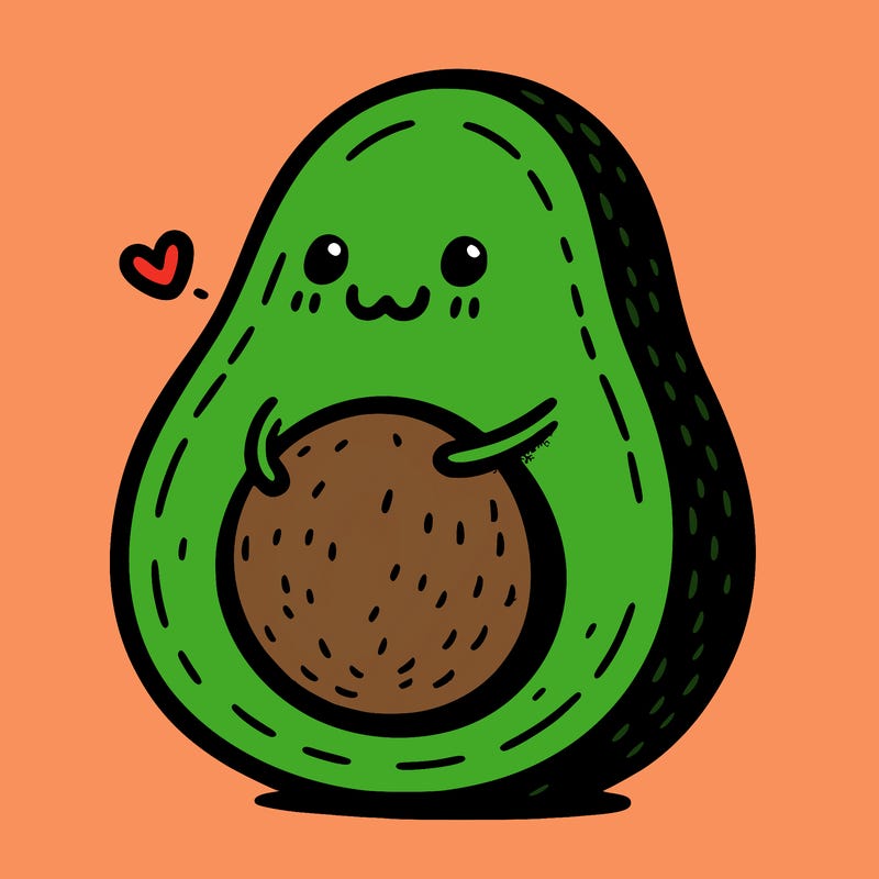 an avocado hugging an avocado