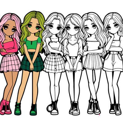 a group of girls realistic