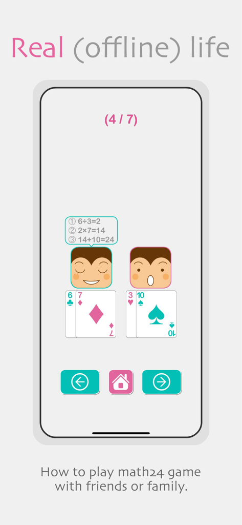 Math24 Puzzle - A tutorial screen explaining how to play Math24 with friends and family